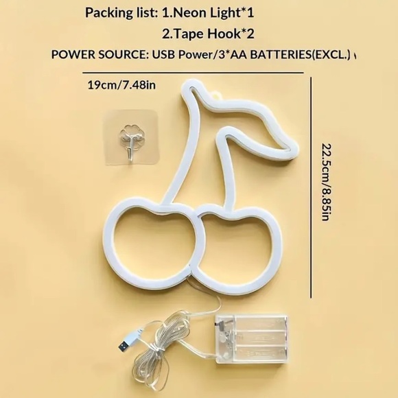 LED cherry neon sign - Picture 2 of 3